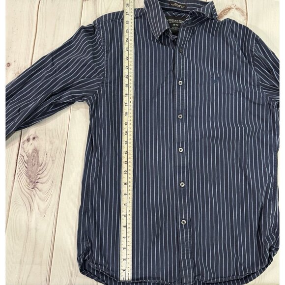 AMERICAN EAGLE Shirt Men's Size M Striped Long Sleeve Vintage Fit Navy Blue - Picture 9 of 10